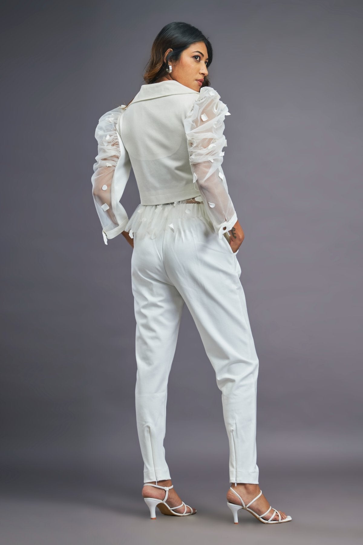 White Crop Jacket Co-ord Set