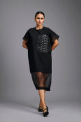 Load image into Gallery viewer, Black Oversized Dress with Sheer Hem Detail
