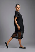 Load image into Gallery viewer, Black Oversized Dress with Sheer Hem Detail
