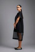Load image into Gallery viewer, Black Oversized Dress with Sheer Hem Detail
