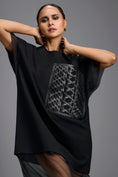 Load image into Gallery viewer, Black Oversized Dress with Sheer Hem Detail
