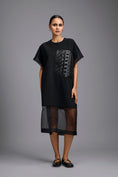 Load image into Gallery viewer, Black Oversized Dress with Sheer Hem Detail
