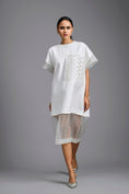 Load image into Gallery viewer, White Oversized Dress with Sheer Hem Detail
