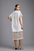Load image into Gallery viewer, White Oversized Dress with Sheer Hem Detail
