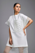 Load image into Gallery viewer, White Oversized Dress with Sheer Hem Detail
