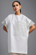 Load image into Gallery viewer, White Oversized Dress with Sheer Hem Detail
