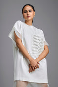 Load image into Gallery viewer, White Oversized Dress with Sheer Hem Detail
