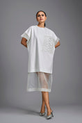 Load image into Gallery viewer, White Oversized Dress with Sheer Hem Detail
