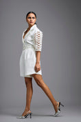 Load image into Gallery viewer, White Playsuit with Woven Belt & Mesh Sleeves
