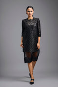 Load image into Gallery viewer, Black Laser-Cut Dress with Sheer Hem
