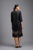 Load image into Gallery viewer, Black Laser-Cut Dress with Sheer Hem
