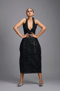 Load image into Gallery viewer, Sheer Geometric Panelled Midi Skirt with Appliqué Bodysuit
