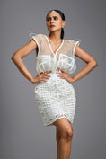 Load image into Gallery viewer, White Geometric Lattice Mini Skirt
