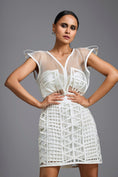 Load image into Gallery viewer, White Organza Sculpted Corset-Style Top
