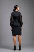Load image into Gallery viewer, Black Shirt Dress with Sheer Sleeves
