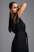 Load image into Gallery viewer, Black Embellished Sheer Overlay Jumpsuit
