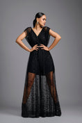 Load image into Gallery viewer, Black Embellished Sheer Overlay Jumpsuit
