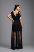 Load image into Gallery viewer, Black Embellished Sheer Overlay Jumpsuit
