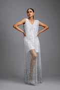 Load image into Gallery viewer, White Embellished Sheer Overlay Jumpsuit
