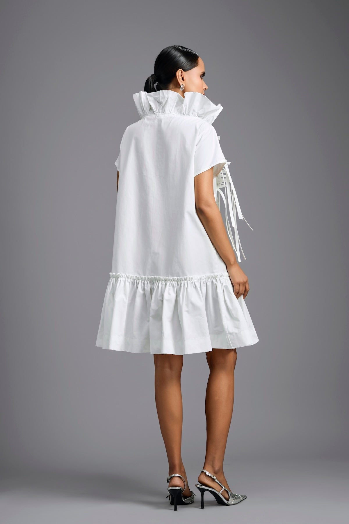 White Leather Panel Sculptural Dress