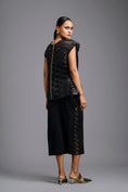 Load image into Gallery viewer, Black Lattice Panel Midi Skirt
