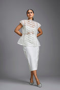 Load image into Gallery viewer, White Lattice Panel Midi Skirt

