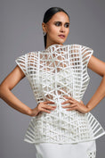 Load image into Gallery viewer, White Sculpted Lattice Top
