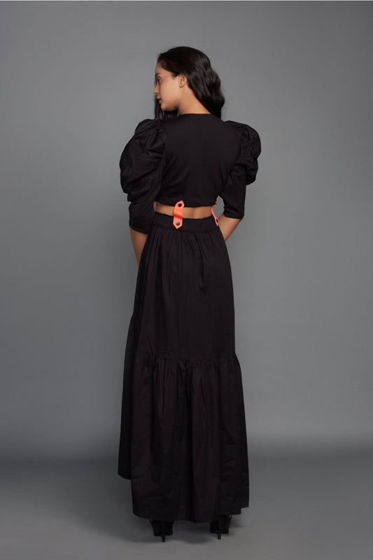 Black Co-Ord Set With Adjustable Neon Straps