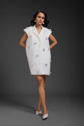 Load image into Gallery viewer, White Blazer Dress With Neon Embroidery Detail
