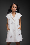 Load image into Gallery viewer, White Blazer Dress With Neon Embroidery Detail
