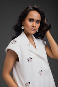 Load image into Gallery viewer, White Blazer Dress With Neon Embroidery Detail
