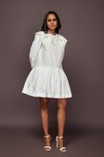 Load image into Gallery viewer, White Dress With Puff Sleeves And Frill Bottom

