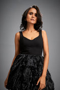 Load image into Gallery viewer, Mini Dress with Shimmer Embroidered Bubble Skirt
