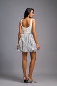Load image into Gallery viewer, Silver Mini Dress with Shimmer Embroidered Bubble Skirt
