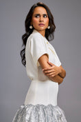 Load image into Gallery viewer, Silver Lapel Jacket Dress with Layered Shimmer Embroidered
