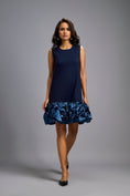 Load image into Gallery viewer, Sleeveless Navy Blue Mini Dress with Ruffled Shimmer Hemline
