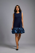 Load image into Gallery viewer, Sleeveless Navy Blue Mini Dress with Ruffled Shimmer Hemline
