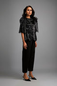 Load image into Gallery viewer, Textured Black Shimmer Top with Sculptural Shoulder Detailing
