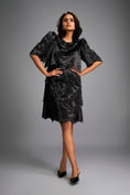 Load image into Gallery viewer, Black Shimmer Knee-Length Dress with Round Neckline
