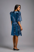 Load image into Gallery viewer, Navy Blue Shimmer Knee-Length Dress with Round Neckline
