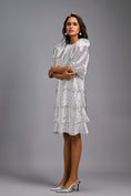 Load image into Gallery viewer, Silver Shimmer Knee-Length Dress with Round Neckline
