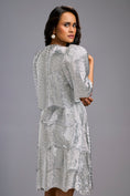 Load image into Gallery viewer, Silver Shimmer Knee-Length Dress with Round Neckline
