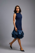 Load image into Gallery viewer, Sleeveless Navy Blue Midi Dress with Cut-Out Back
