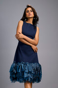 Load image into Gallery viewer, Sleeveless Navy Blue Midi Dress with Cut-Out Back
