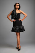 Load image into Gallery viewer, One-Shoulder Cocktail Dress with Textured Ruffles and Tiered Skirt
