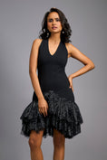 Load image into Gallery viewer, Black Halter Neck Cocktail Dress
