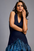 Load image into Gallery viewer, Navy Blue Halter Neck Cocktail Dress
