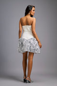 Load image into Gallery viewer, Strapless White Dress with Shimmer Ruched Bottom
