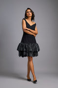 Load image into Gallery viewer, Off-shoulder Black Dress With Shimmer Ruffles
