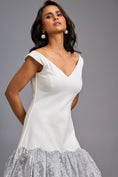 Load image into Gallery viewer, Off-shoulder White Dress With Shimmer Ruffles
